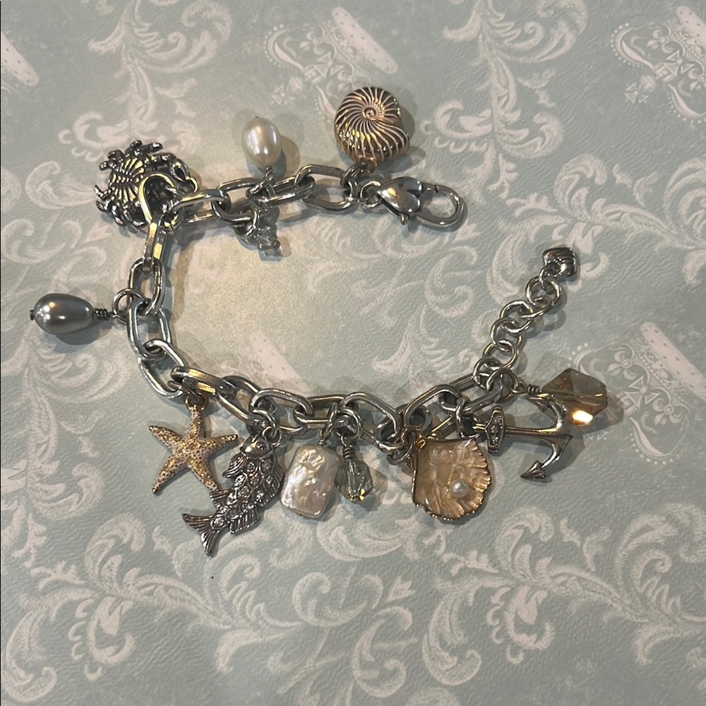 Brighton Silver and Gold Charm Bracelet with Intricate Detailing
